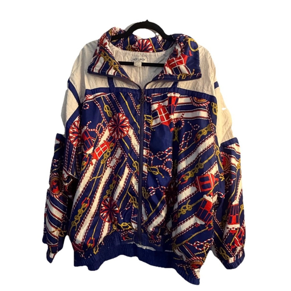 Authentic 90s Vintage Lady Lavon 2X Nautical Windbreaker Jacket Yacht Rock Boat